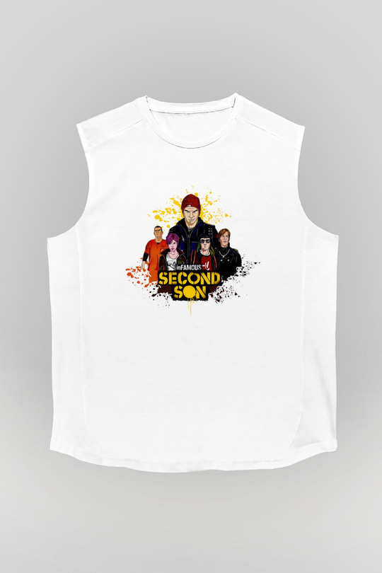 Infamous Beyaz Unisex Kolsuz Tişört