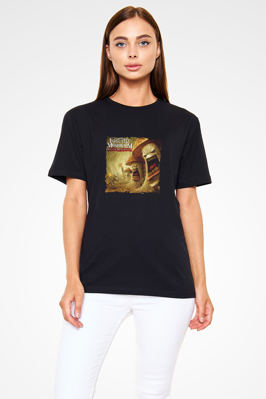 Infected Mushroom Baskılı Unisex Siyah Tişört