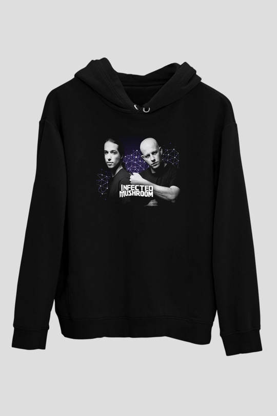 Infected Mushroom Siyah Unisex Kapüşonlu Sweatshirt