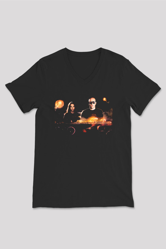 Infected Mushroom Siyah Unisex V Yaka Tişört T-Shirt