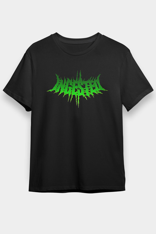 Ingested Baskılı Unisex Siyah Tişört - Tshirt