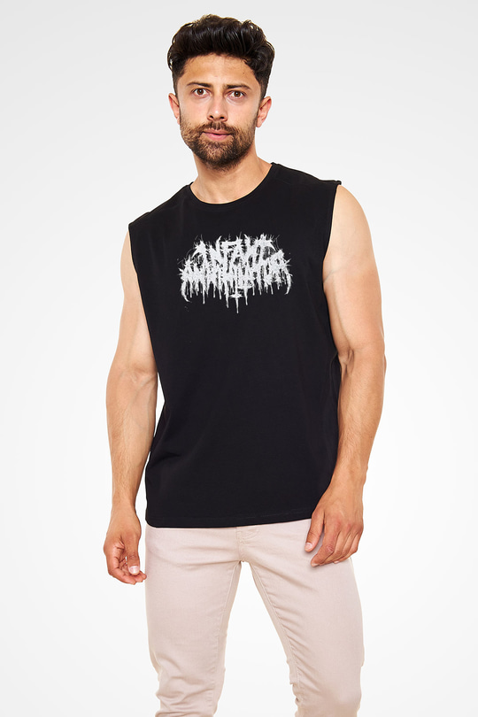 Insomnium Baskılı Unisex Siyah Kolsuz Tişört - Tshirt