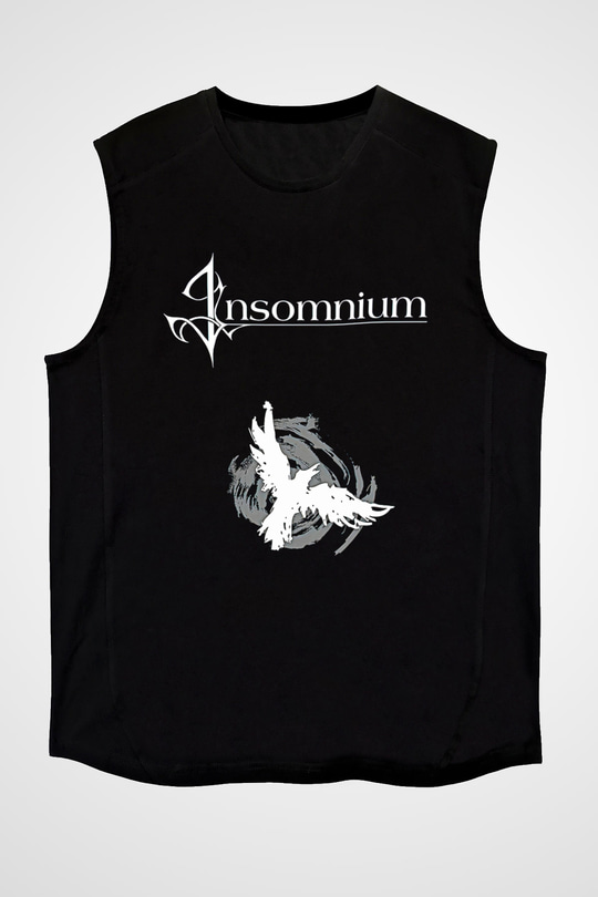 Insomnium Baskılı Unisex Siyah Kolsuz Tişört - Tshirt