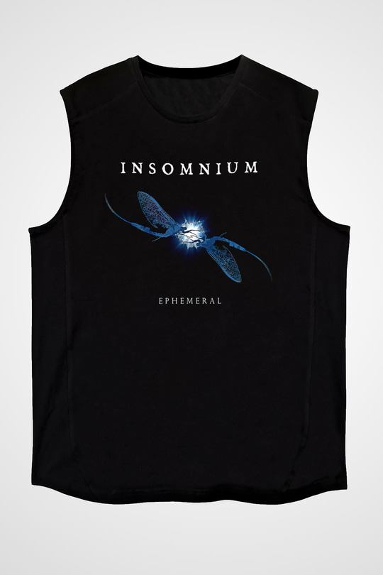 Insomnium Baskılı Unisex Siyah Kolsuz Tişört - Tshirt