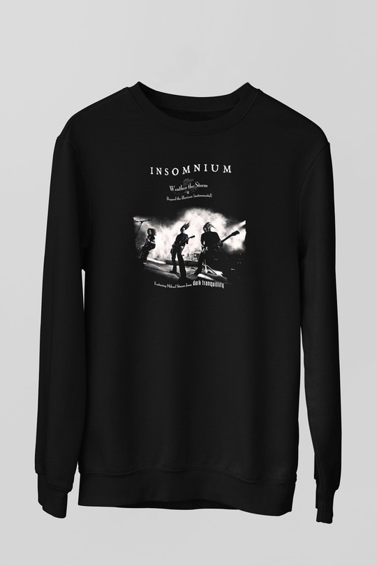 Insomnium Baskılı Unisex Siyah Sweatshirt