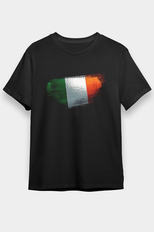 İrlanda - İreland Bayrağı Baskılı Unisex Siyah Tişört
