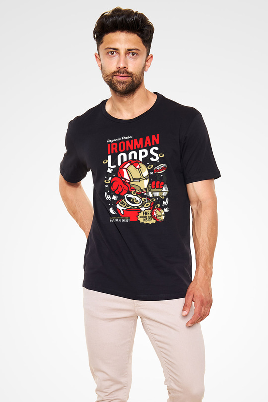 Iron Loops Baskılı Unisex Siyah Tişört