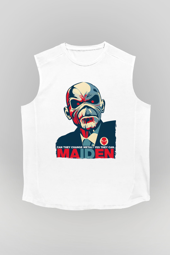 Iron Maiden Beyaz Unisex Kolsuz Tişört