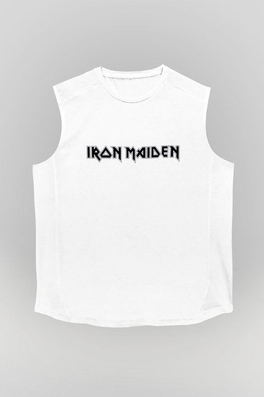 Iron Maiden Beyaz Unisex Kolsuz Tişört