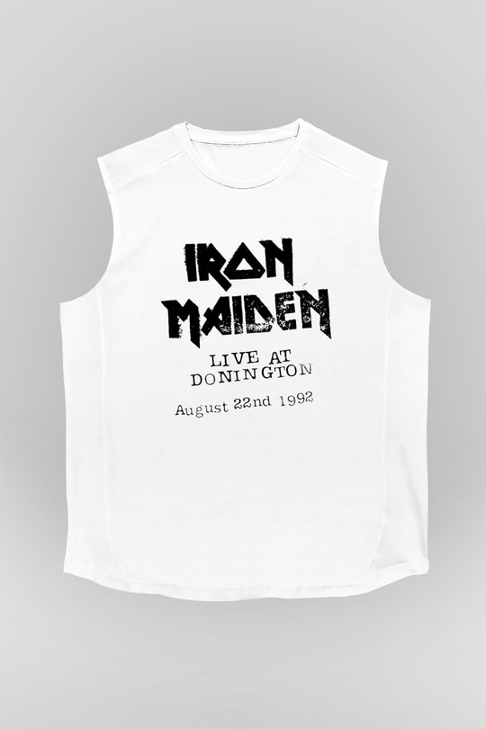 Iron Maiden Beyaz Unisex Kolsuz Tişört