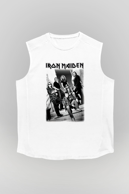 Iron Maiden Beyaz Unisex Kolsuz Tişört