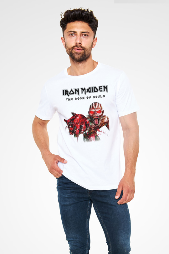 Iron Maiden Beyaz Unisex Tişört T-Shirt - TişörtFabrikası