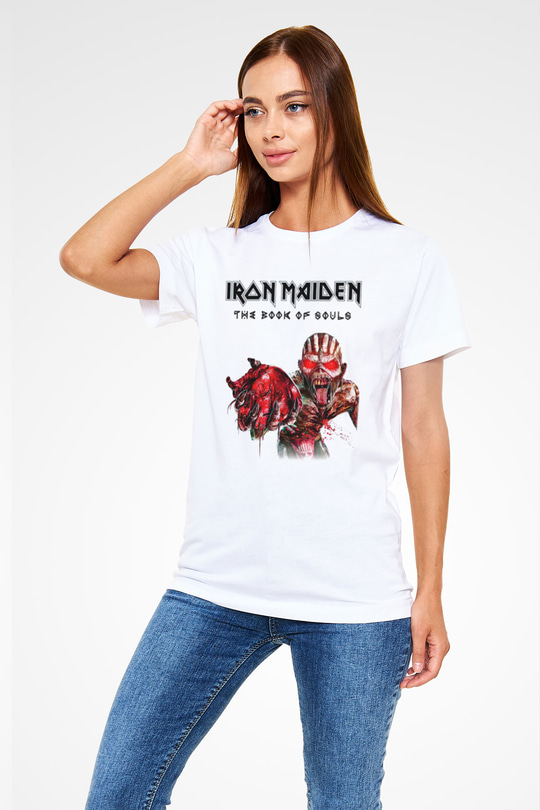 Iron Maiden Beyaz Unisex Tişört T-Shirt - TişörtFabrikası
