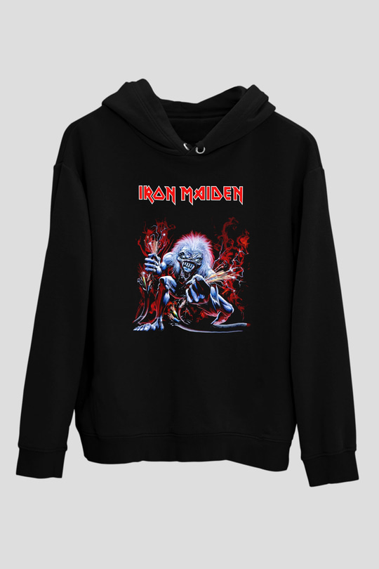 Iron Maiden Siyah Unisex Kapüşonlu Sweatshirt