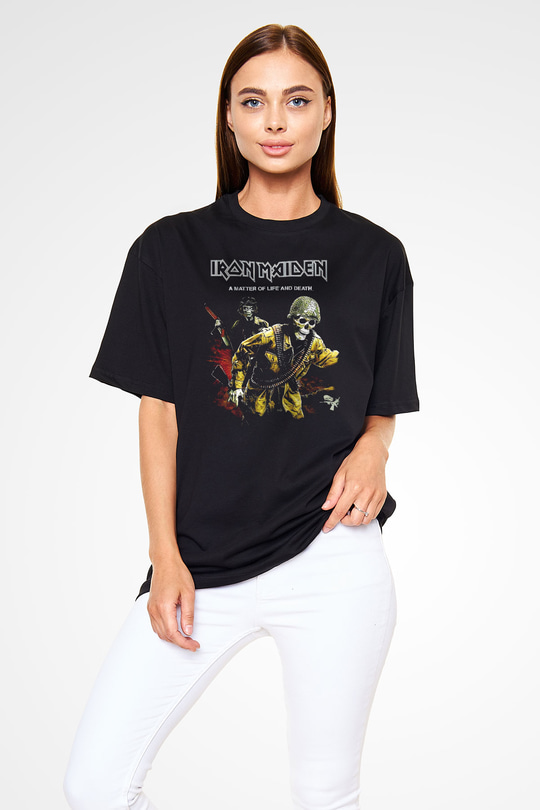 Iron Maiden Siyah Unisex Oversize Tişört T-Shirt