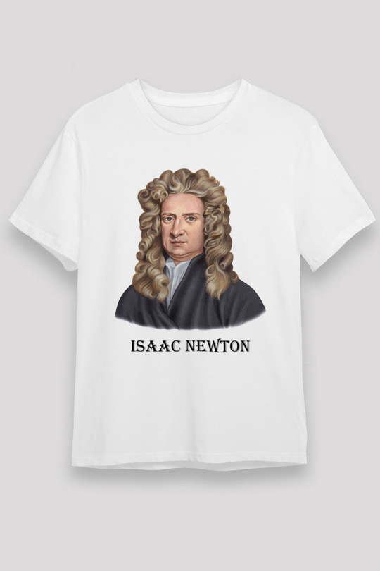 İsaac Newton Portre Baskılı Unisex Beyaz Tişört