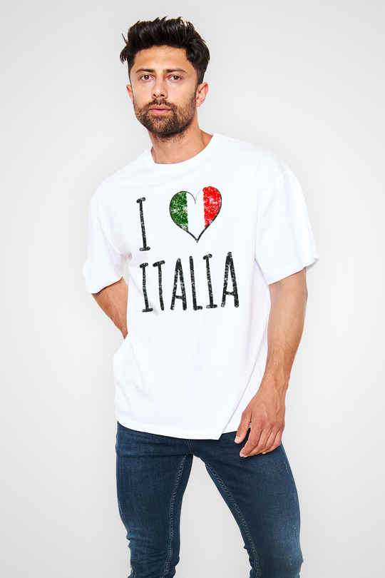 İtalya Beyaz Unisex Oversize Tişört T-Shirt