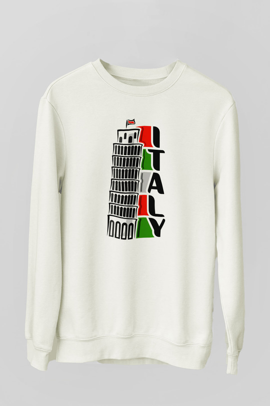 İtalya Beyaz Unisex Sweatshirt