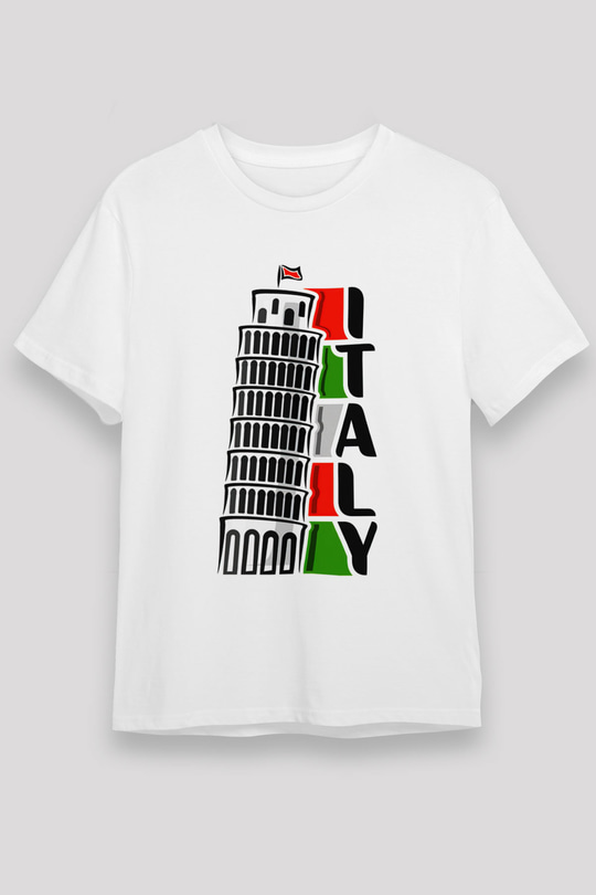 İtalya Beyaz Unisex Tişört T-Shirt - TişörtFabrikası