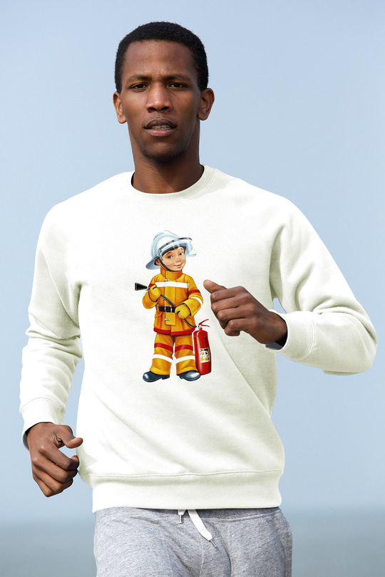 İtfaiyeci Beyaz Unisex Sweatshirt