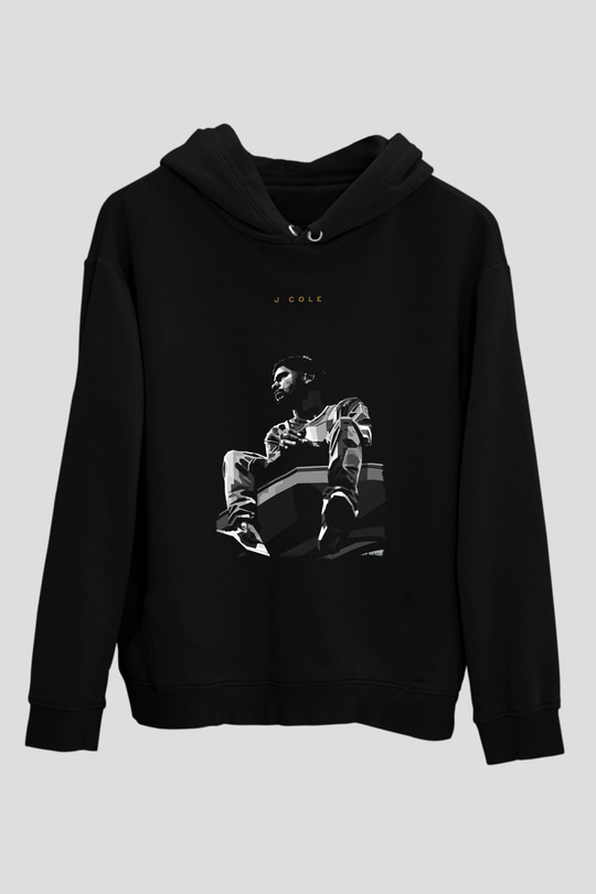 J. Cole Siyah Unisex Kapüşonlu Sweatshirt