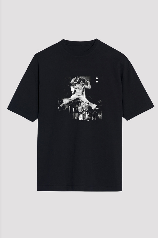 James Brown Baskılı Unisex Oversize Siyah Tişört