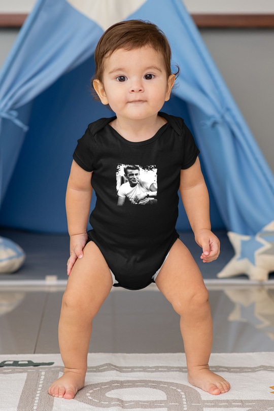 James Dean Baskılı Unisex Siyah Bebek Body - Zıbın