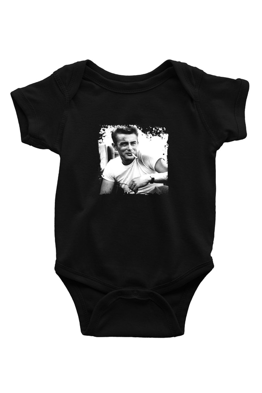 James Dean Baskılı Unisex Siyah Bebek Body - Zıbın