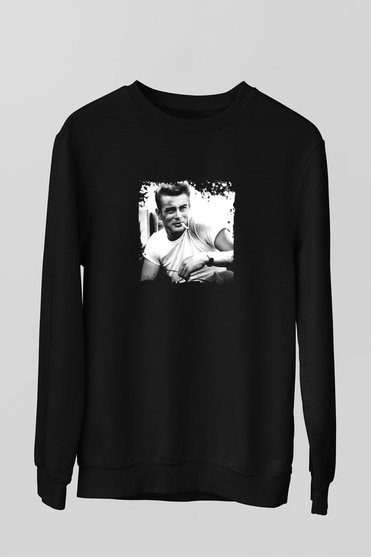 James Dean Baskılı Unisex Siyah Sweatshirt