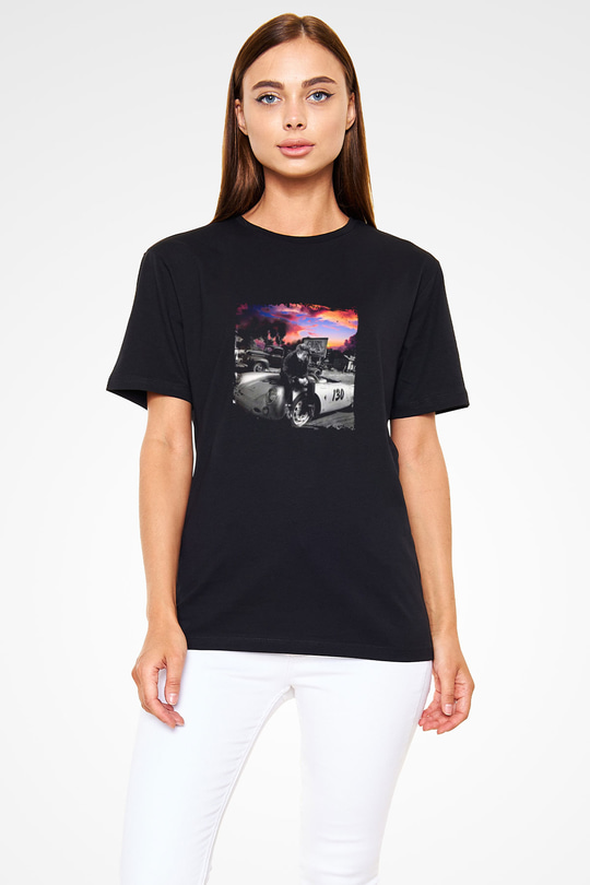 James Dean Baskılı Unisex Siyah Tişört