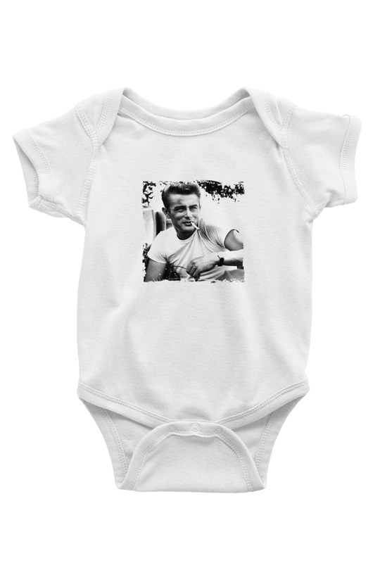 James Dean Unisex Baskılı Beyaz Bebek Body - Zıbın