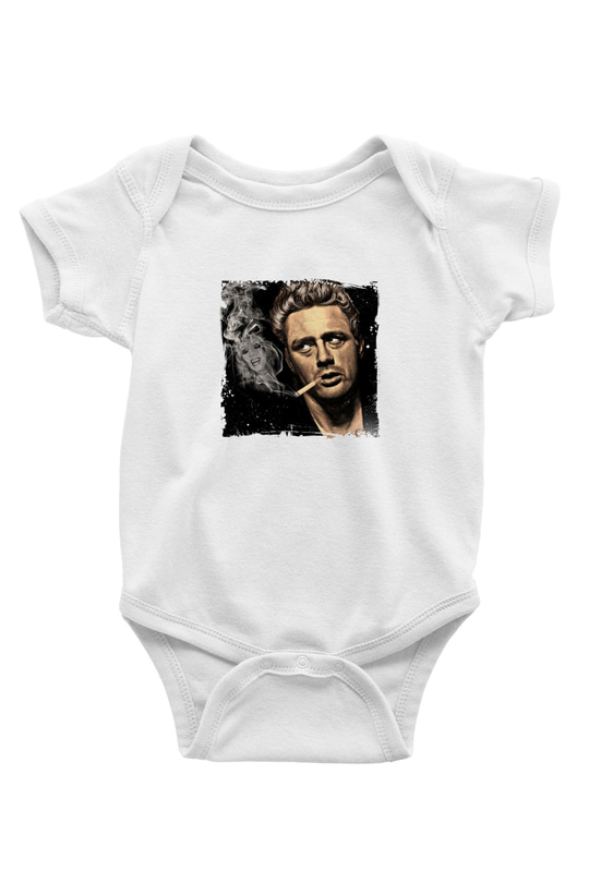 James Dean Unisex Baskılı Beyaz Bebek Body - Zıbın