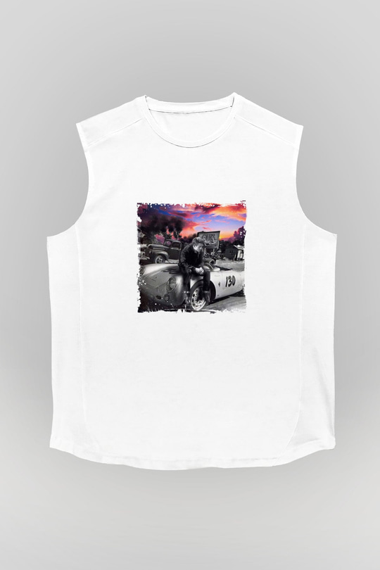 James Dean Unisex Baskılı Beyaz Kolsuz Tişört
