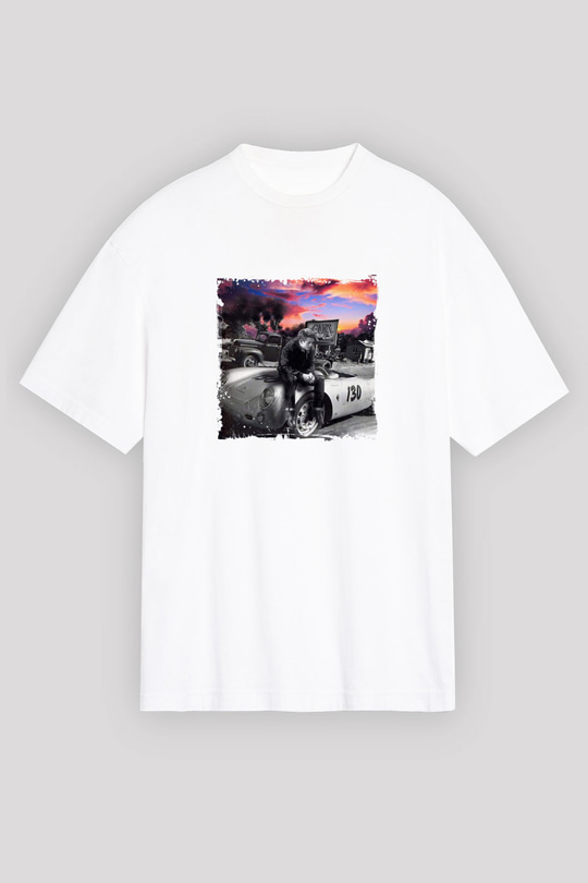 James Dean Oversize Baskılı Beyaz Tişört