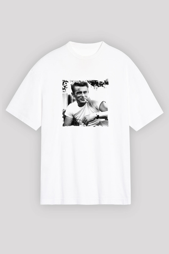James Dean Oversize Baskılı Beyaz Tişört