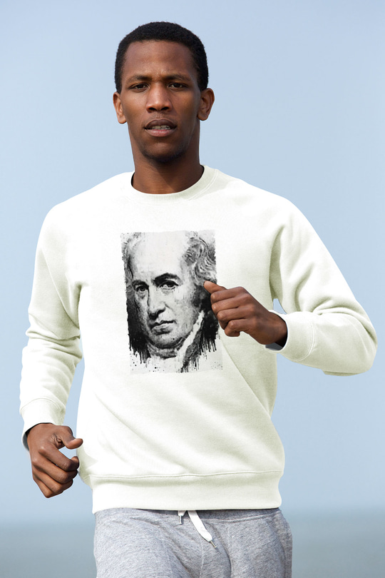 James Watt Baskılı Unisex Ekru Sweatshirt