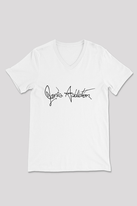 Janes Addiction Beyaz Unisex V Yaka Tişört T-Shirt