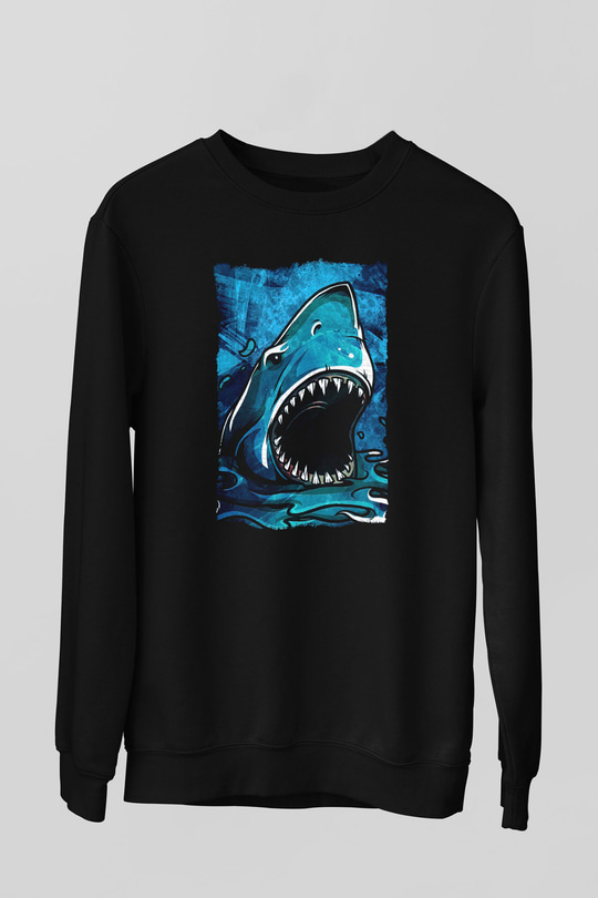 Jaws Siyah Unisex Sweatshirt