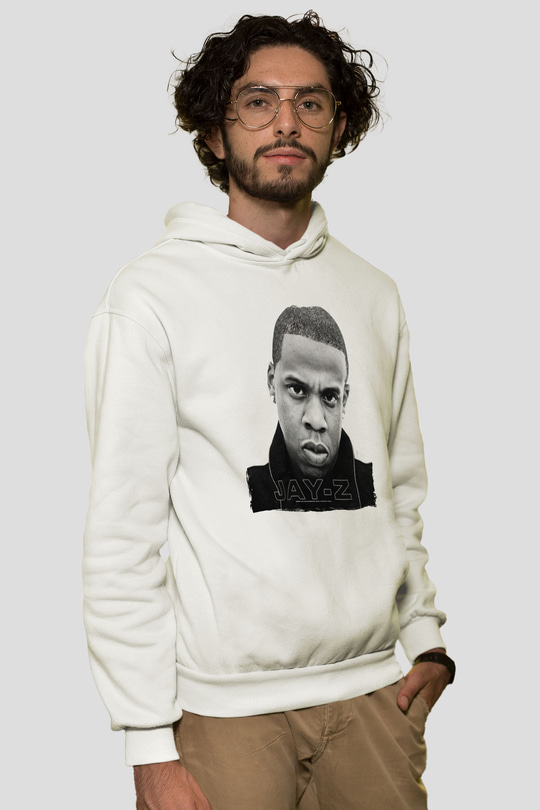 Jay-Z Beyaz Unisex Kapüşonlu Sweatshirt