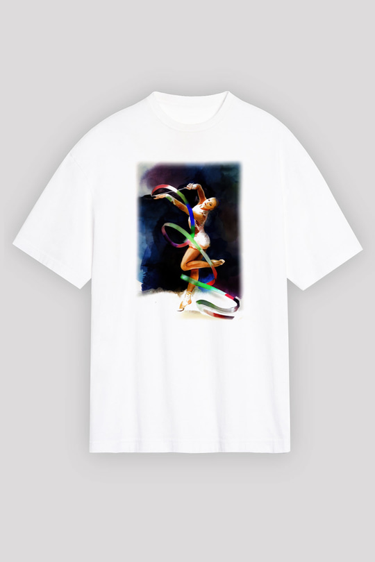 Jimnastik Beyaz Unisex Oversize Tişört T-Shirt