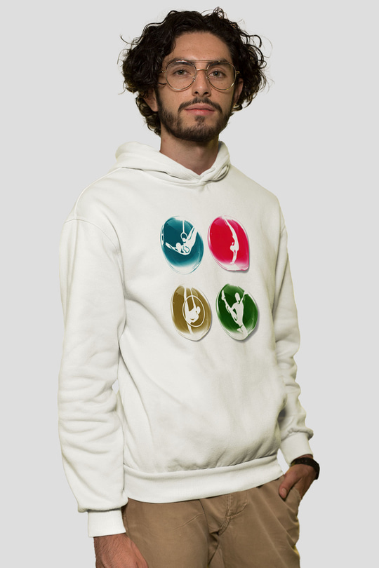 Jimnastikçi Beyaz Unisex Hoodie