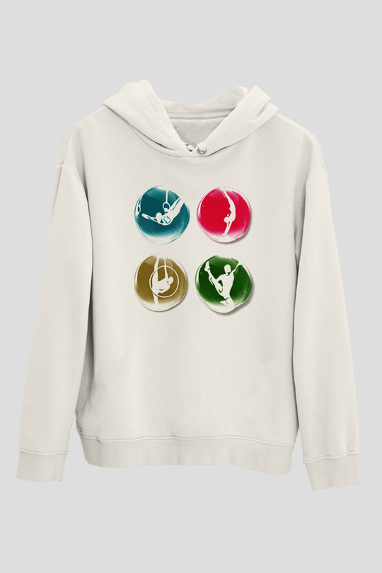 Jimnastikçi Beyaz Unisex Hoodie
