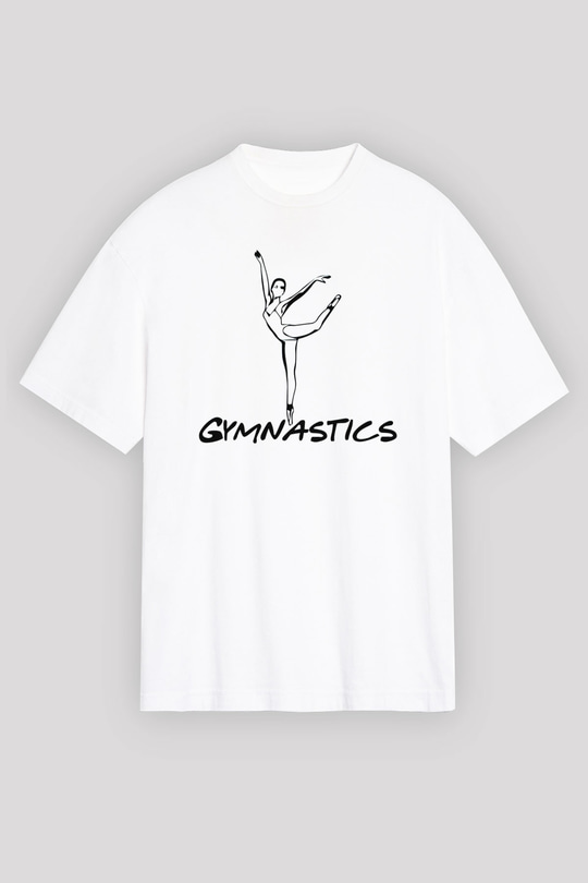 Jimnastikçi Beyaz Oversize Tişört Oversize T-shirt - TişörtFabrikası