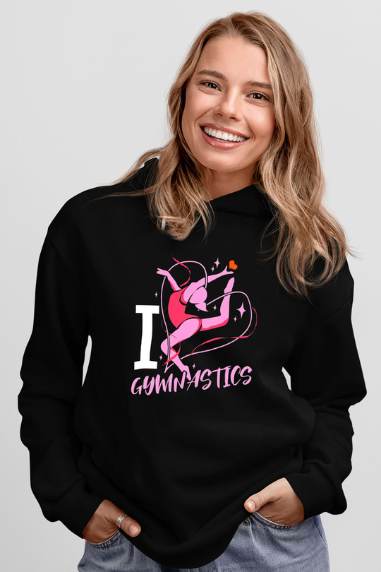 Jimnastikçi Siyah Unisex Kapüşonlu Sweatshirt
