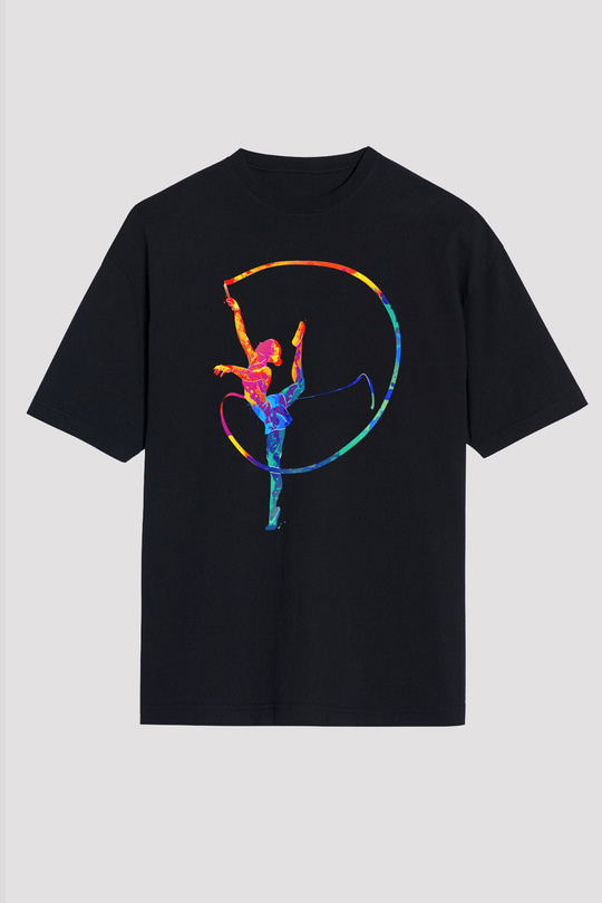 Jimnastikçi Siyah Oversize Tişört Oversize T-shirt - TişörtFabrikası