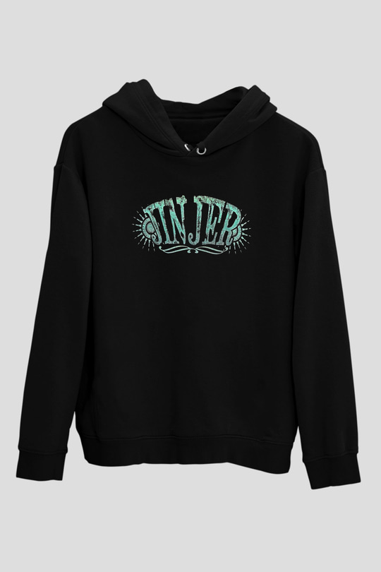 Jinjer Baskılı Unisex Siyah Kapüşonlu Sweatshirt