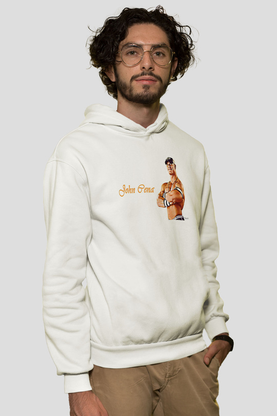 John Cena Baskılı Beyaz Unisex Hoodie