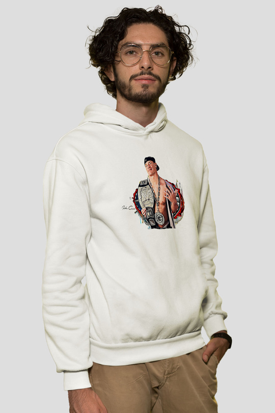 John Cena Baskılı Beyaz Unisex Hoodie