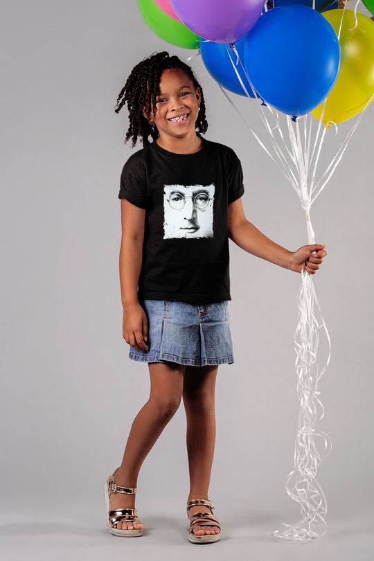 John Lennon Baskılı Unisex Siyah Çocuk Tişört