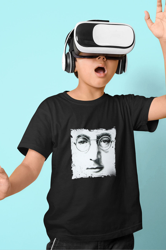 John Lennon Baskılı Unisex Siyah Çocuk Tişört
